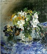 Carl Larsson buketter i 2 glas blommor oil painting on canvas